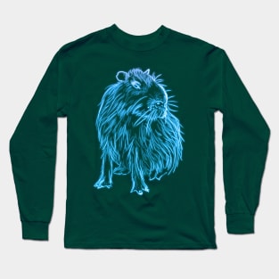 Blue glowing capybara Long Sleeve T-Shirt